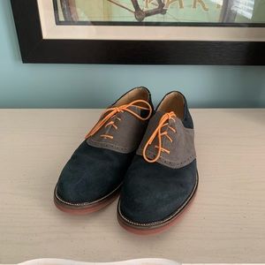 Mens Navy Suede Saddle Shoes